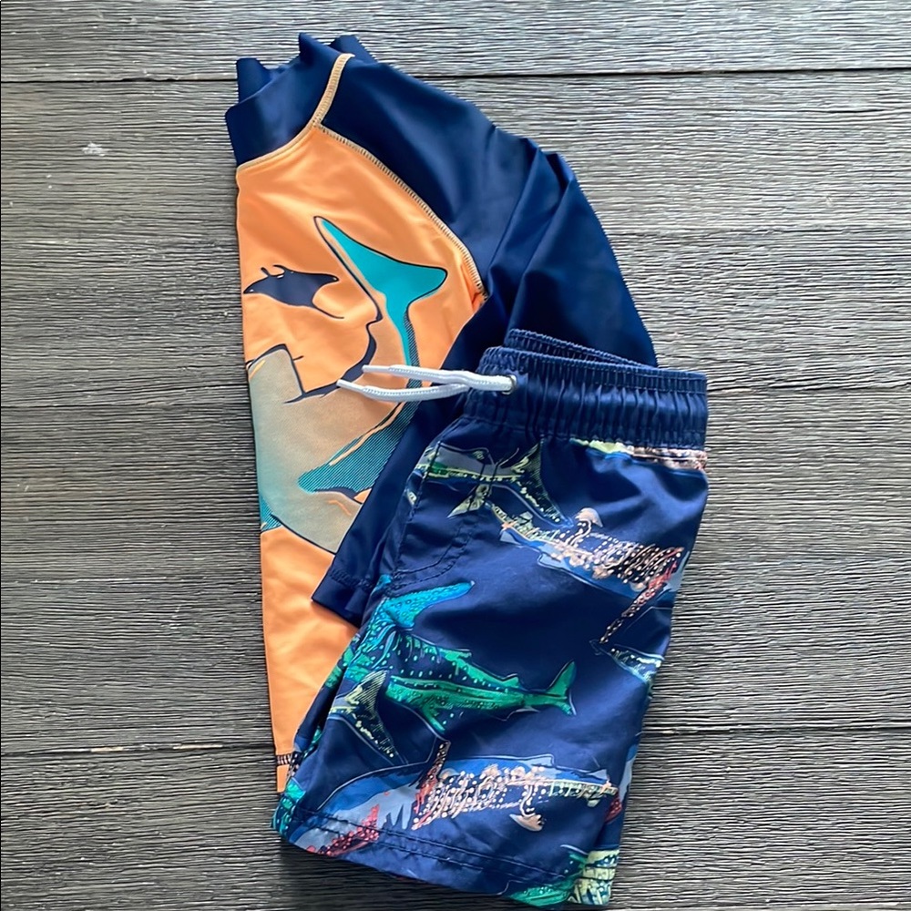 Carter's Blue and Orange Kids Swim Trunks